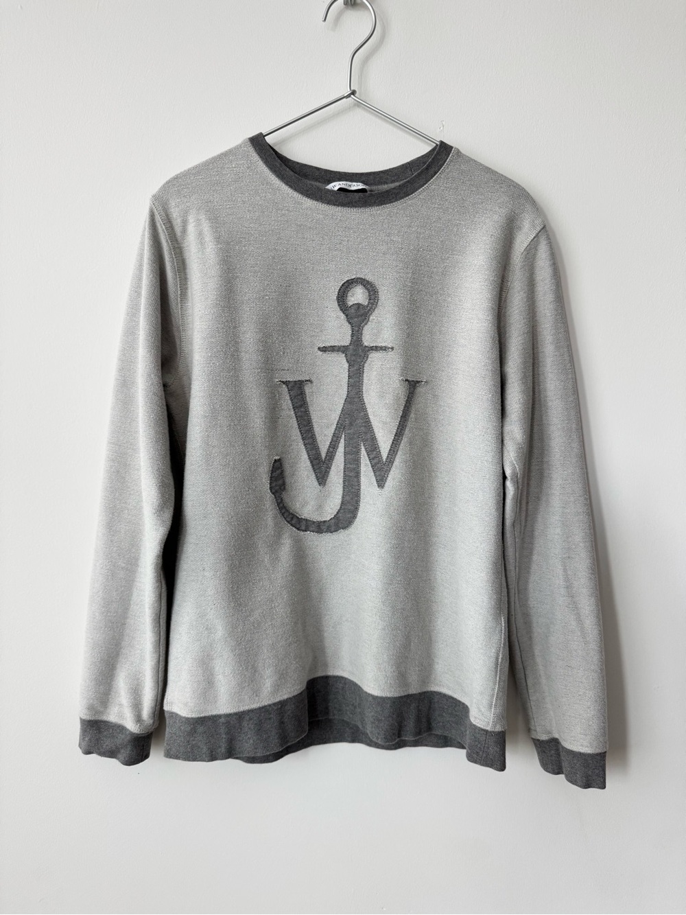 J.W. Anderson Grey Anchor Logo Inside Out Sweatshirt with Dark Grey Trim - Small